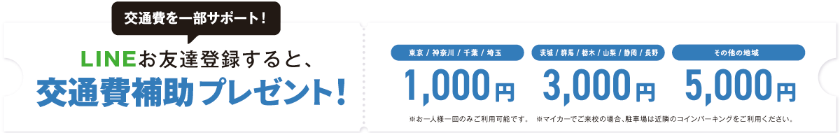 交通費を一部サポート！交通費補助